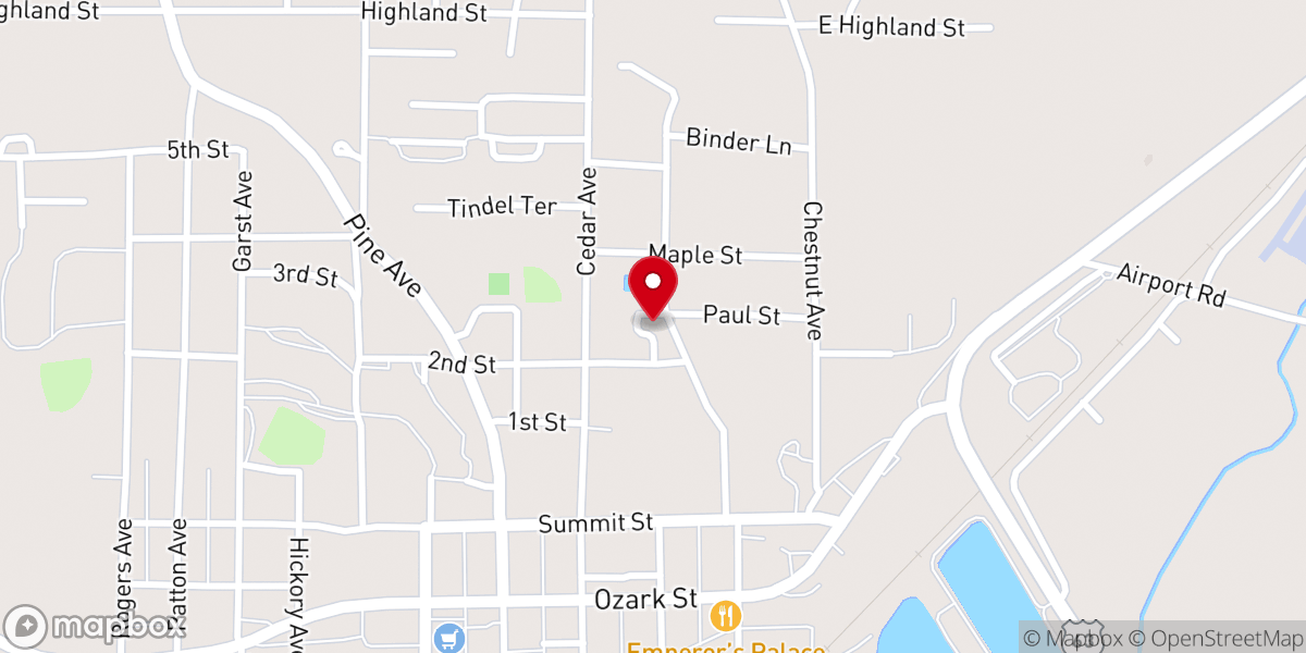 Map showing location of Cabool First Methodist Church