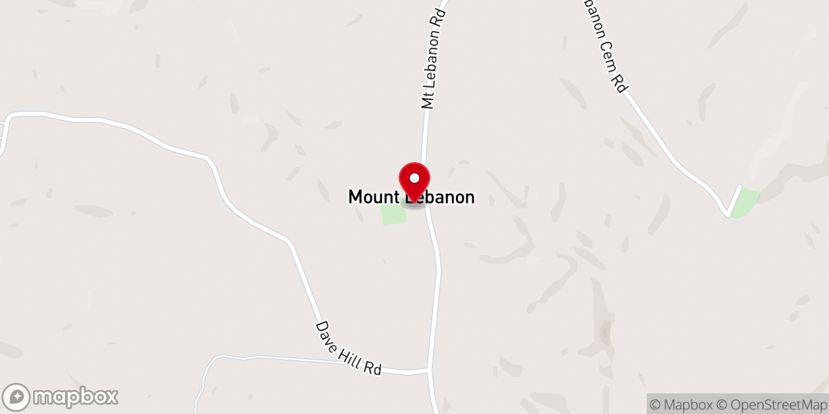 Map showing location of Mount Lebanon Church