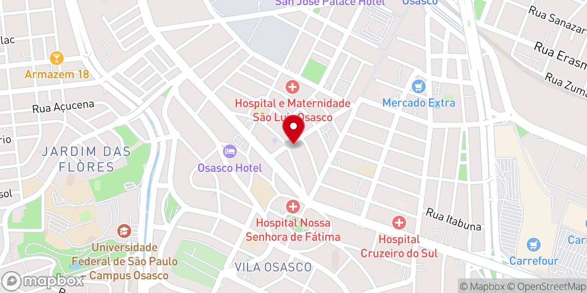 Map showing location of Igreja Batista Nacional em Osasco