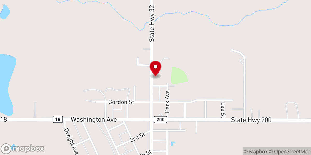 Map showing location of Assembly of God Church