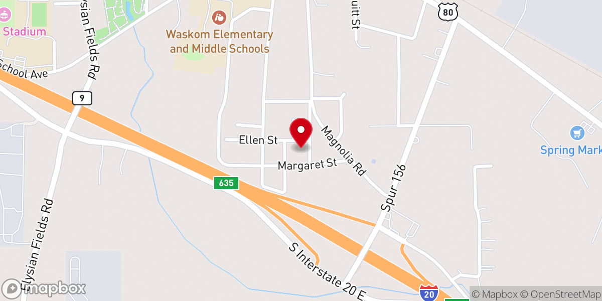 Map showing location of Waskom United Pentecostal Church