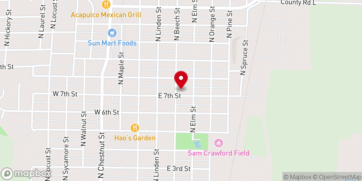 Map showing location of Wahoo First United Methodist Church