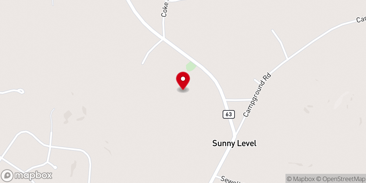 Map showing location of Sunny Level United Methodist Church