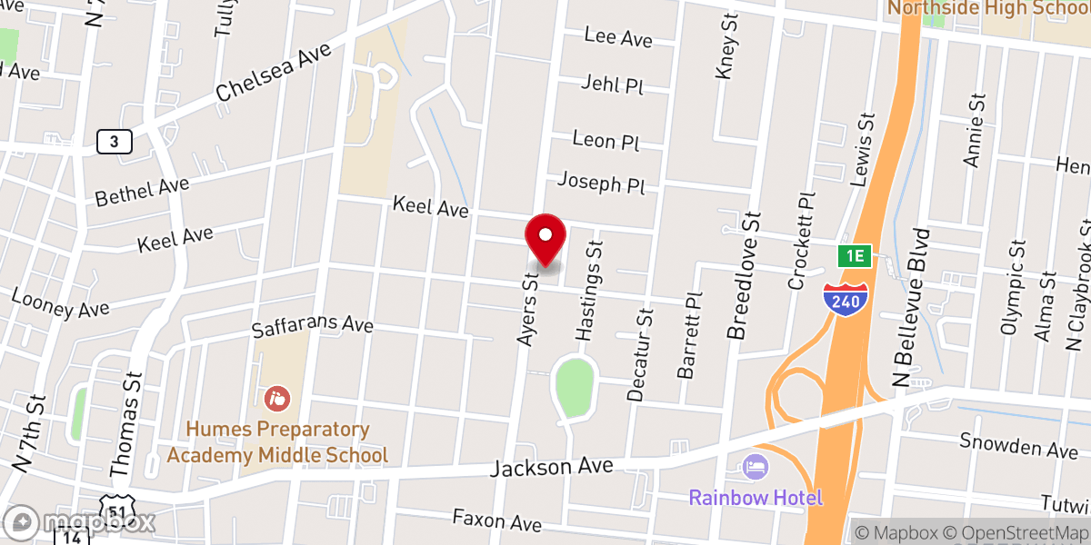 Map showing location of Bethlehem Missionary Baptist Church