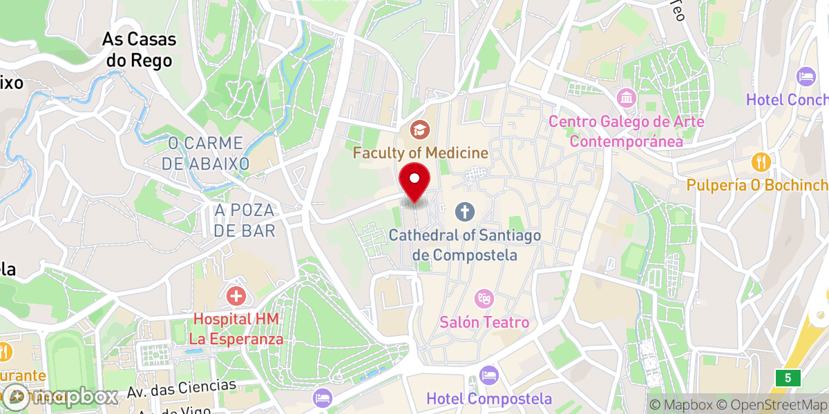 Map showing location of Pazo de Raxoi (Santiago de Compostela)