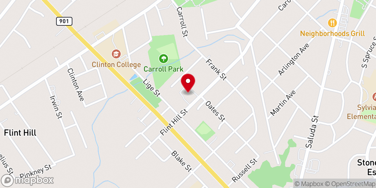 Map showing location of Flint Hill Baptist Church