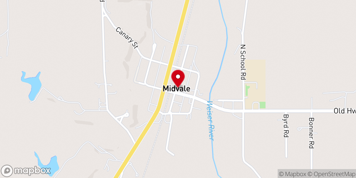 Map showing location of Midvale City Hall
