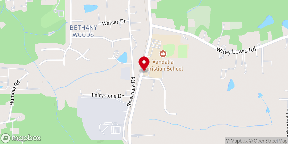 Map showing location of Vandalia Baptist Church