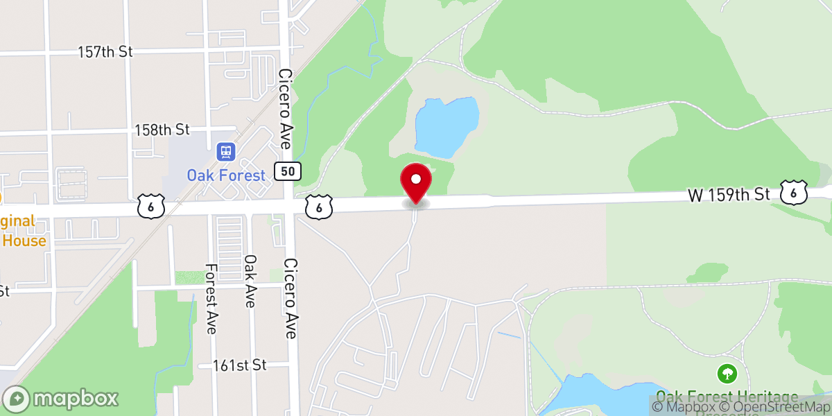 Map showing location of Catholic Chapel at Oak Forest Health Center