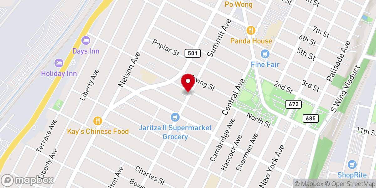 Map showing location of St. John's Lutheran Church