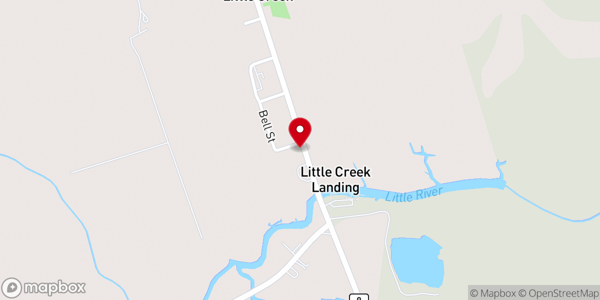 Map showing location of Little Creek Grill