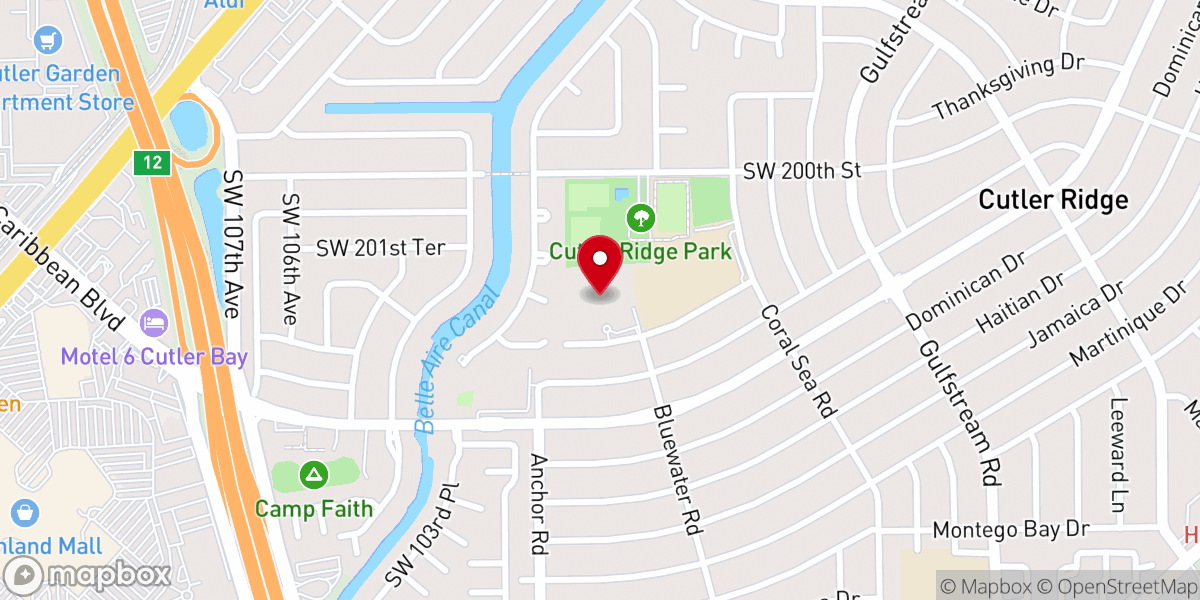 Map showing location of Pinelands Church