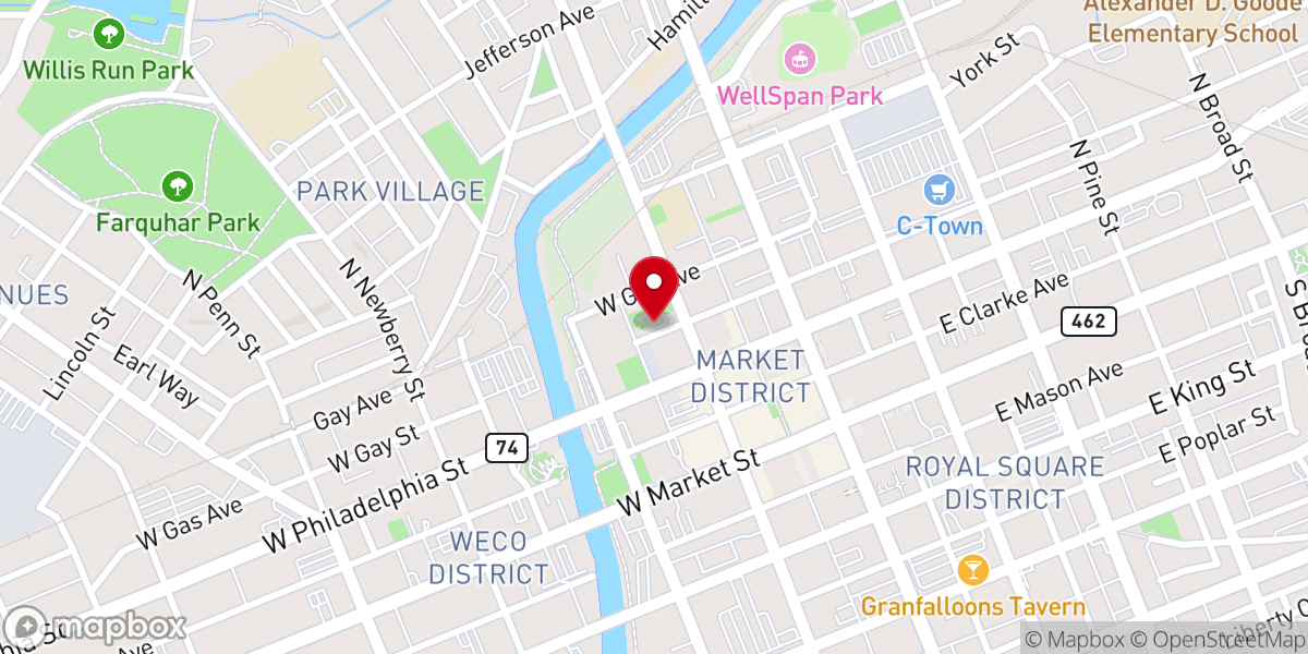 Map showing location of St. John the Baptist Episcopal Church