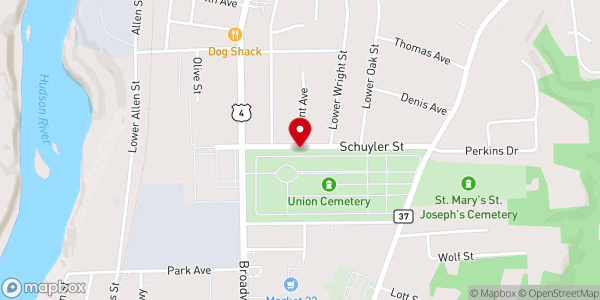 Map showing location of Sandy Hill Fort Edward Union