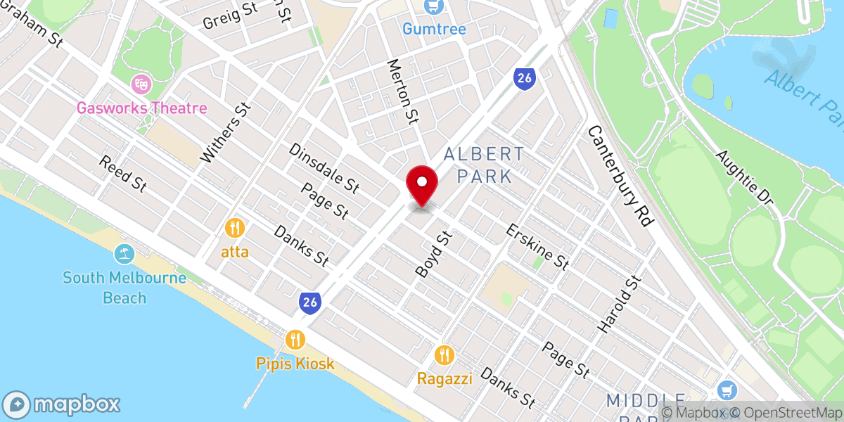 Map showing location of Albert Park Baptist Church