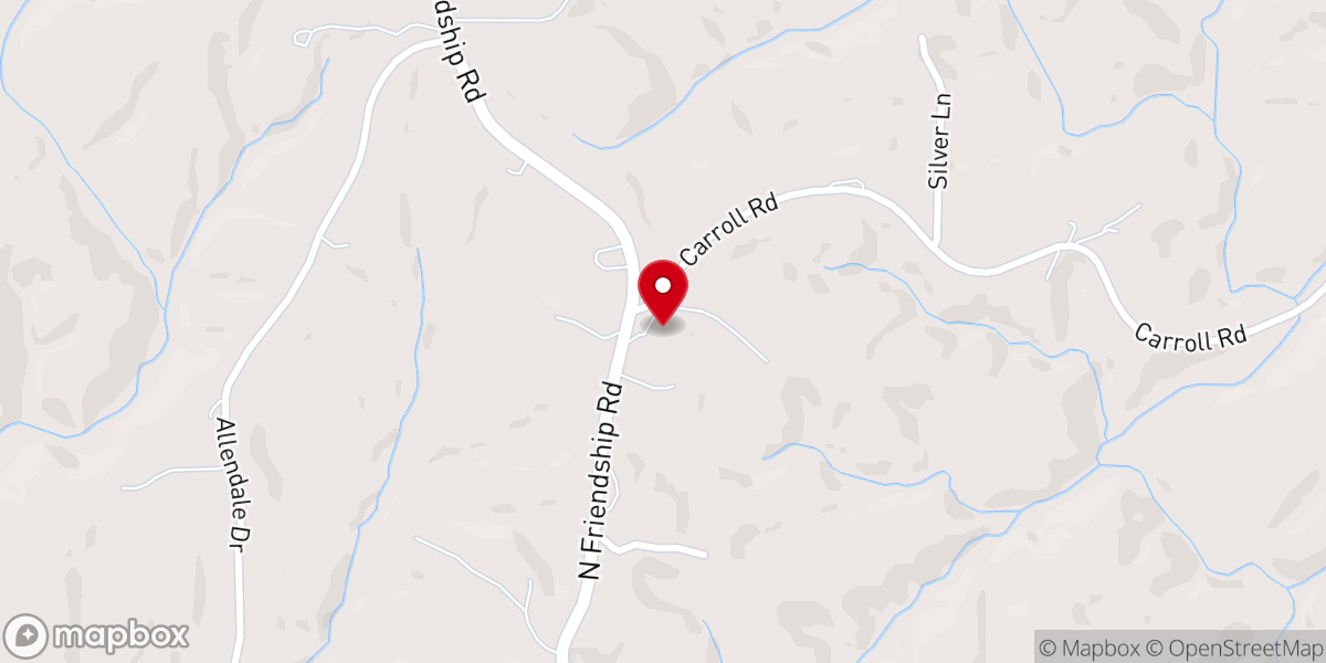 Map showing location of Haw Pond Church of Christ