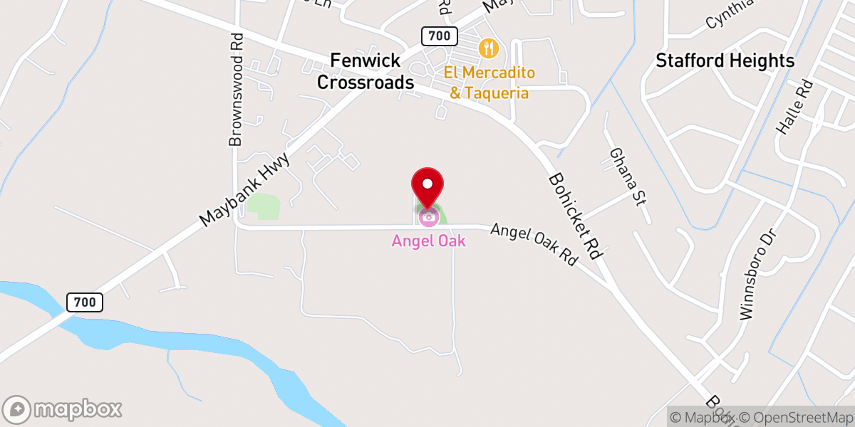 Map showing location of Angel Oak Park