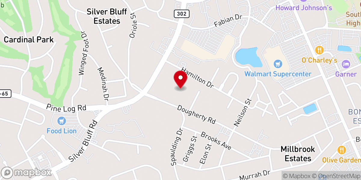 Map showing location of South Aiken Baptist Church