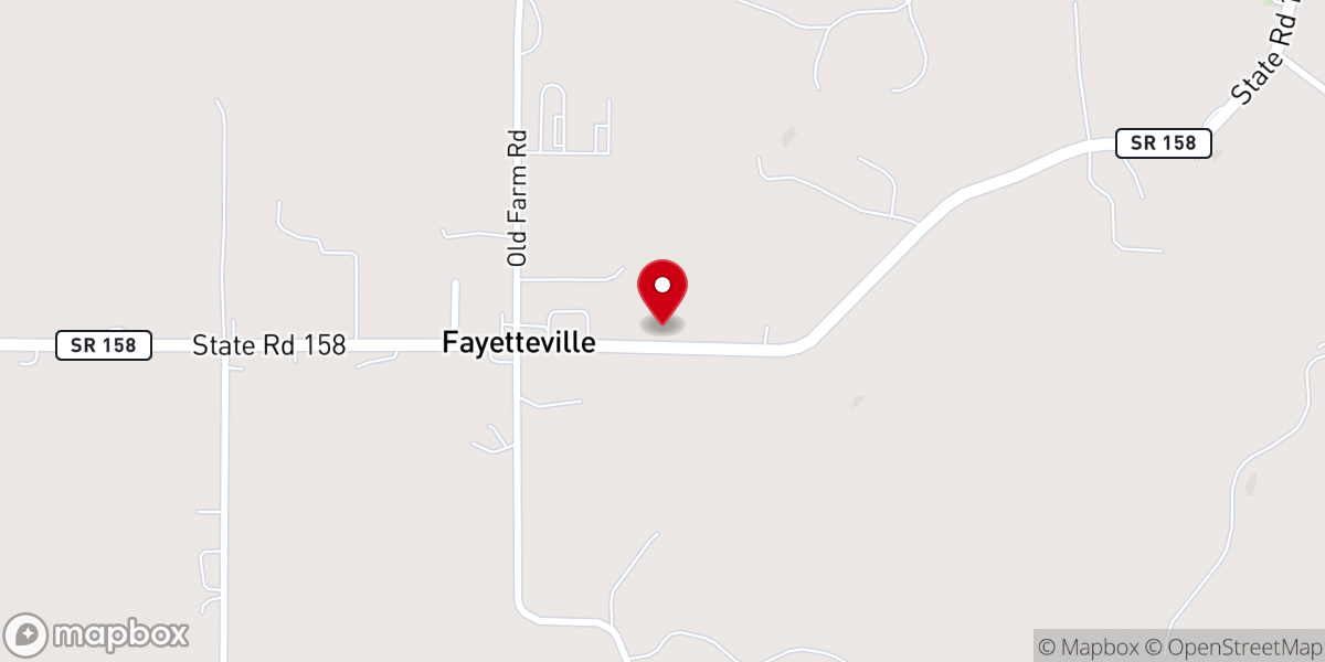 Map showing location of Fayetteville Baptist Church