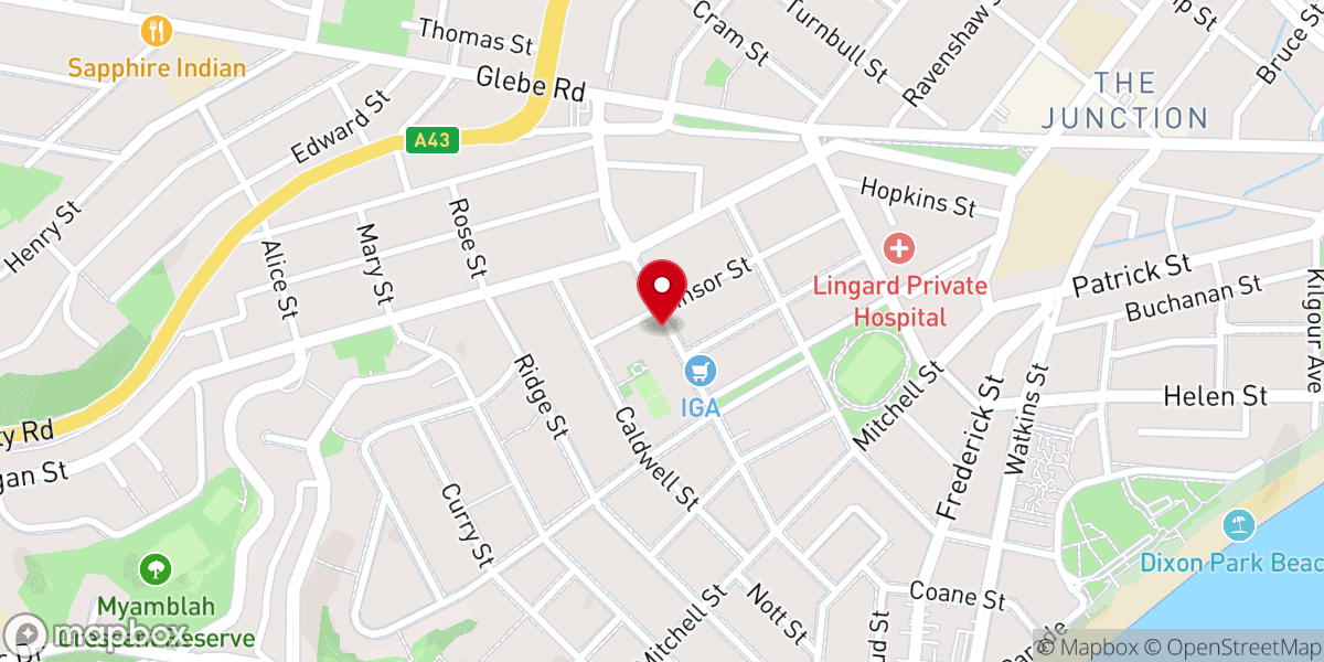 Map showing location of Saint Augustine's Anglican Church, Merewether