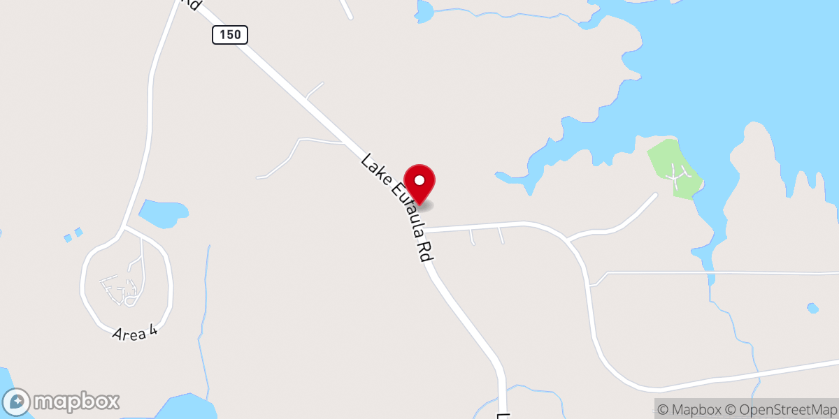 Map showing location of Lake Eufaula State Park