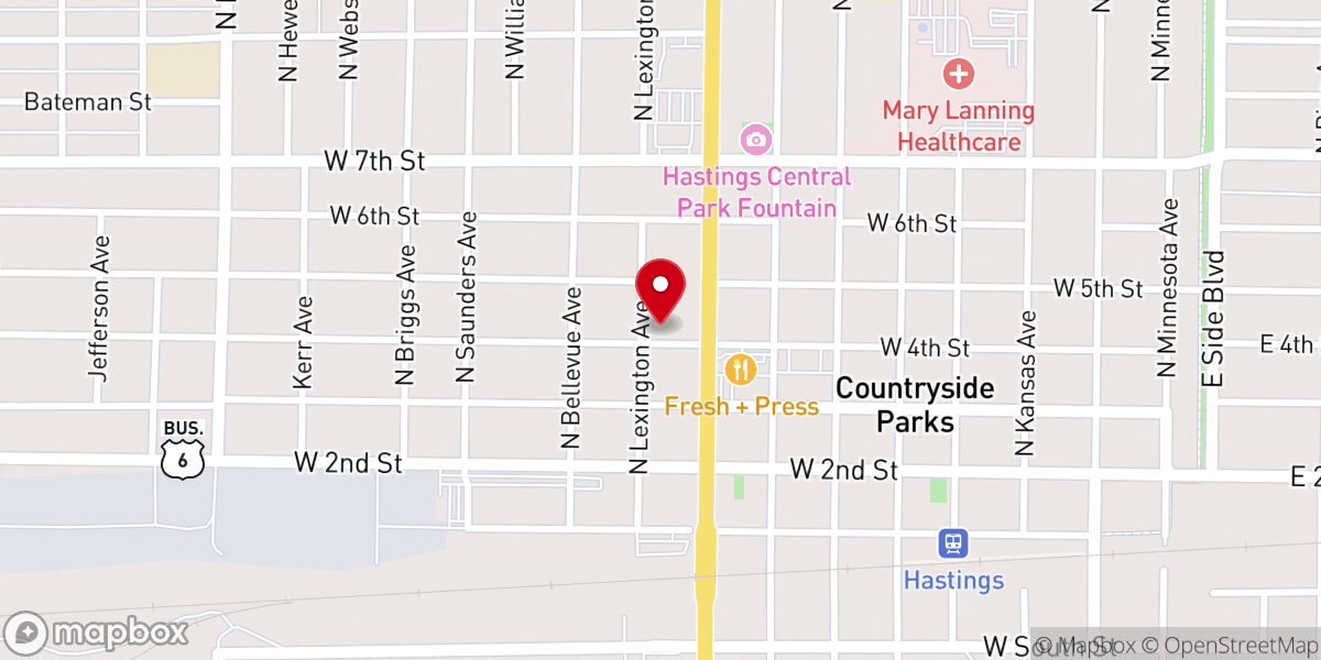 Map showing location of Hastings Food Pantry