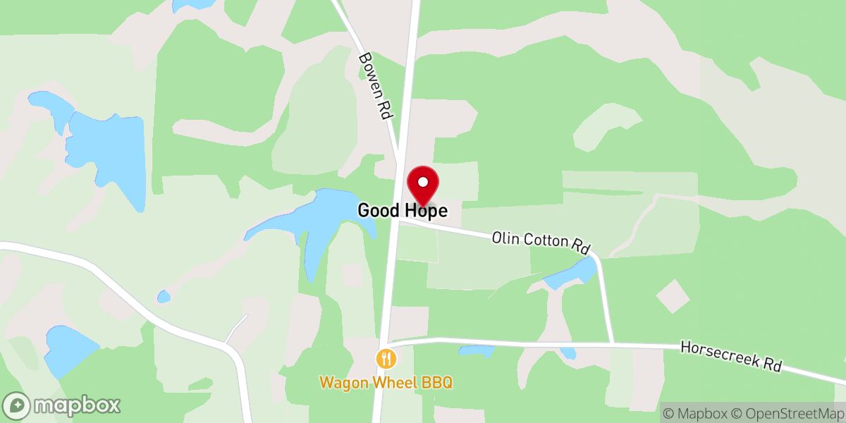 Map showing location of Good Hope Baptist Church