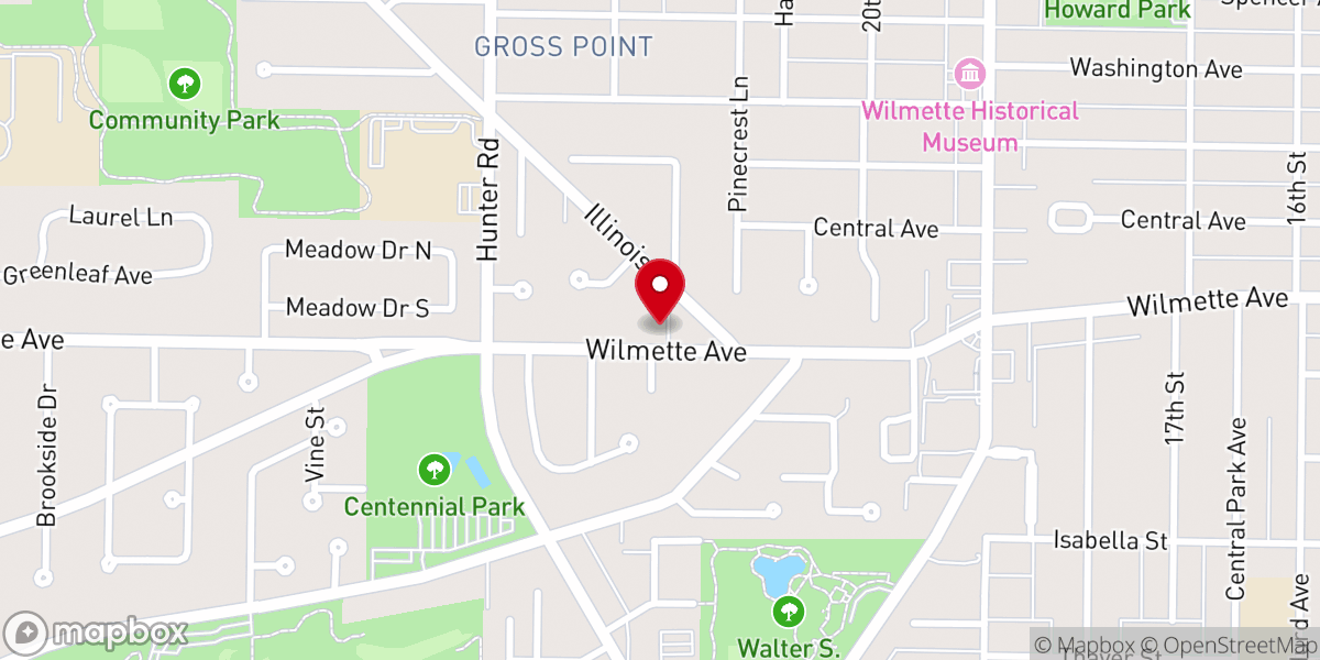 Map showing location of Wilmette Church of Christ