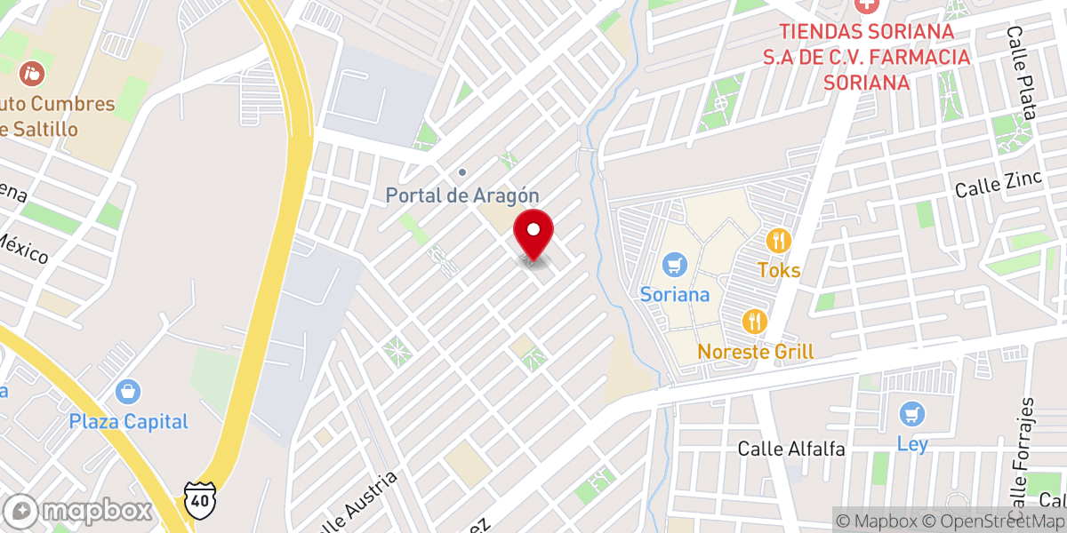 Map showing location of Iglesia De Dios Central Park Saltillo