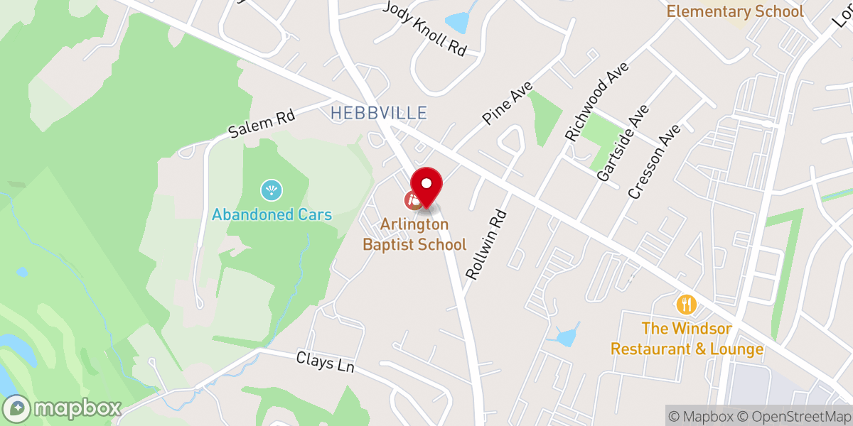 Map showing location of Arlington Baptist Church