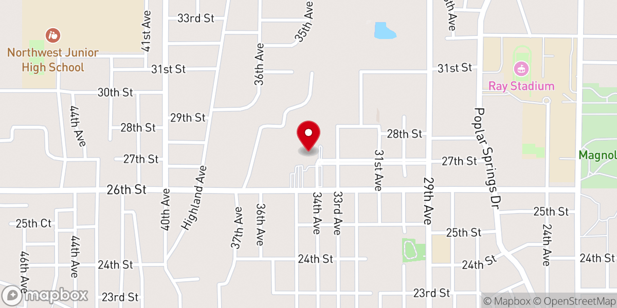 Map showing location of Highland Baptist Church