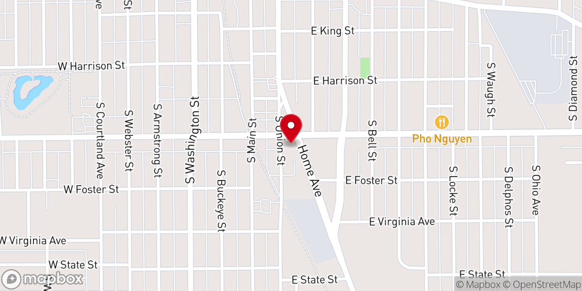 Map showing location of South Side Christian Church