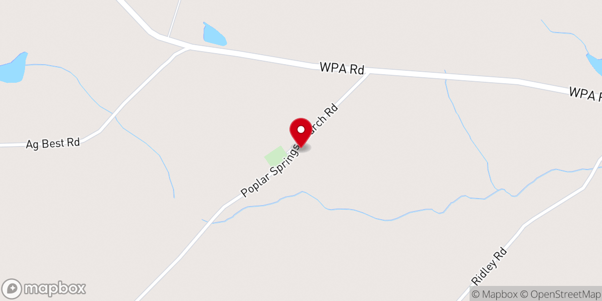 Map showing location of Poplar Springs Baptist Church