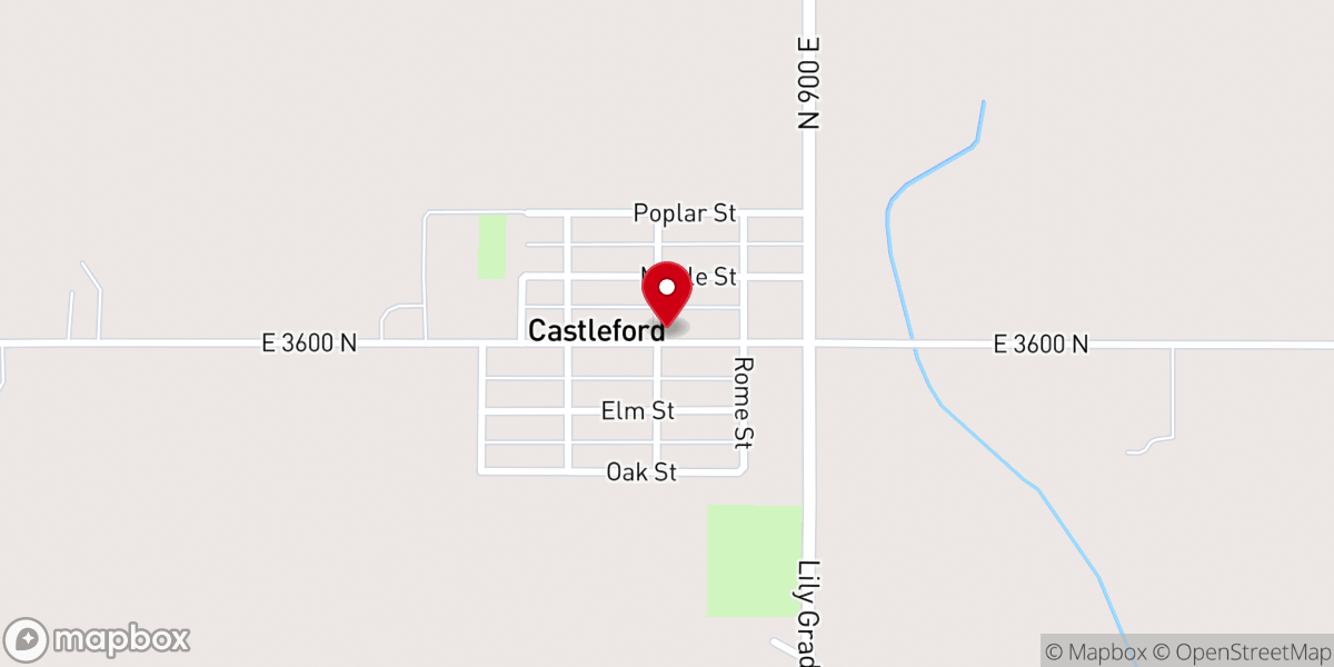 Map showing location of Castleford First Baptist Church