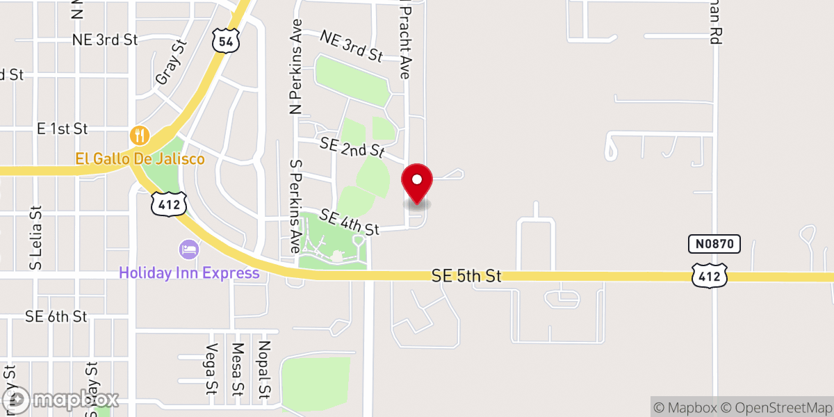 Map showing location of Iglesia De Dios Manantial De Vida, Guymon, OK