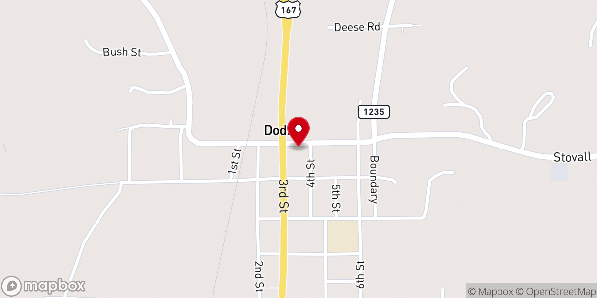 Map showing location of Dodson United Methodist Church