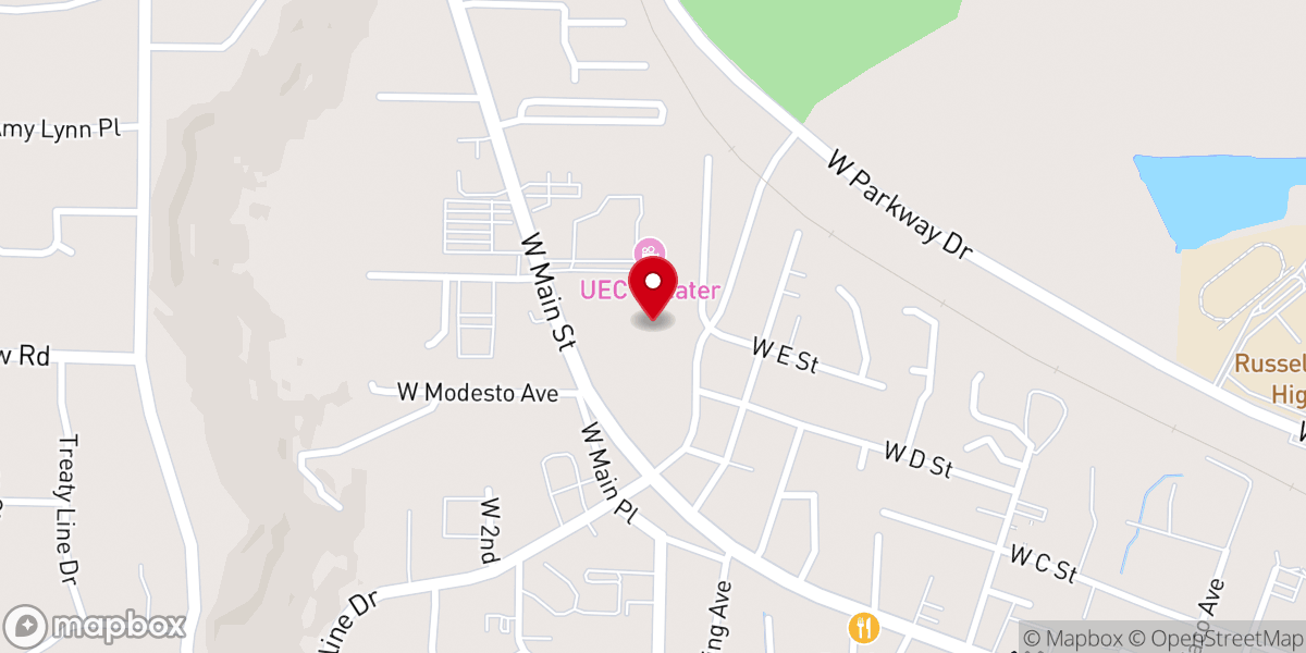 Map showing location of Strikers Bowling Alley