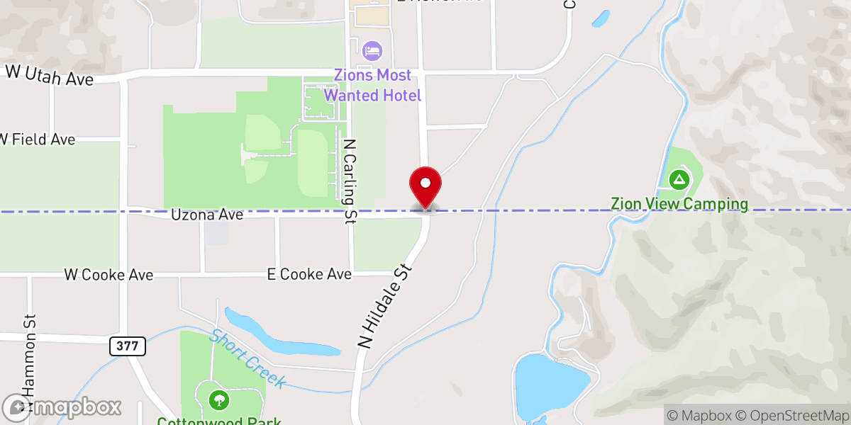 Map showing location of Short Creek