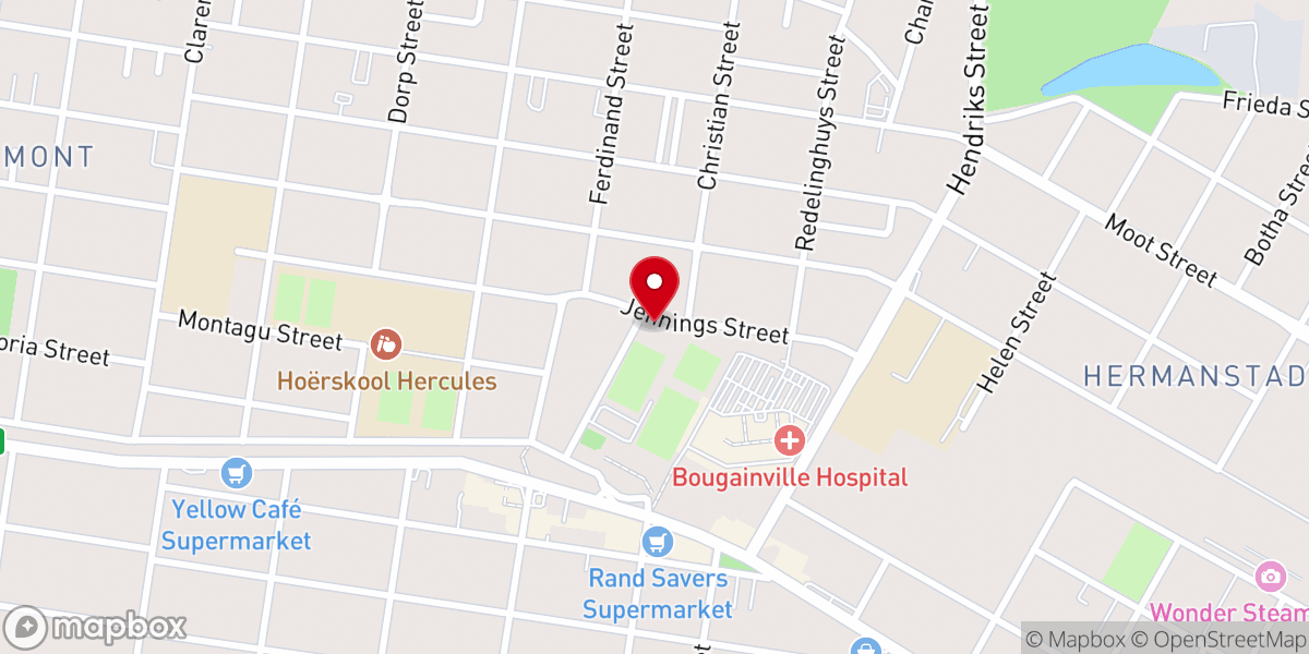 Map showing location of Trinity Methodist Church, Pretoria