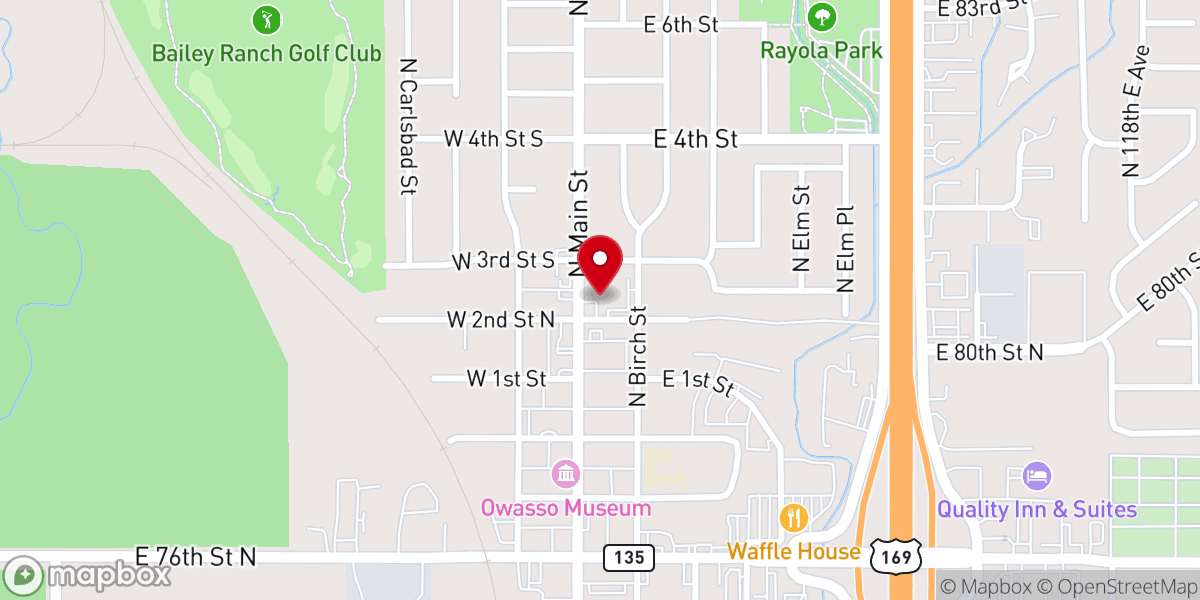 Map showing location of Bible Church of Owasso
