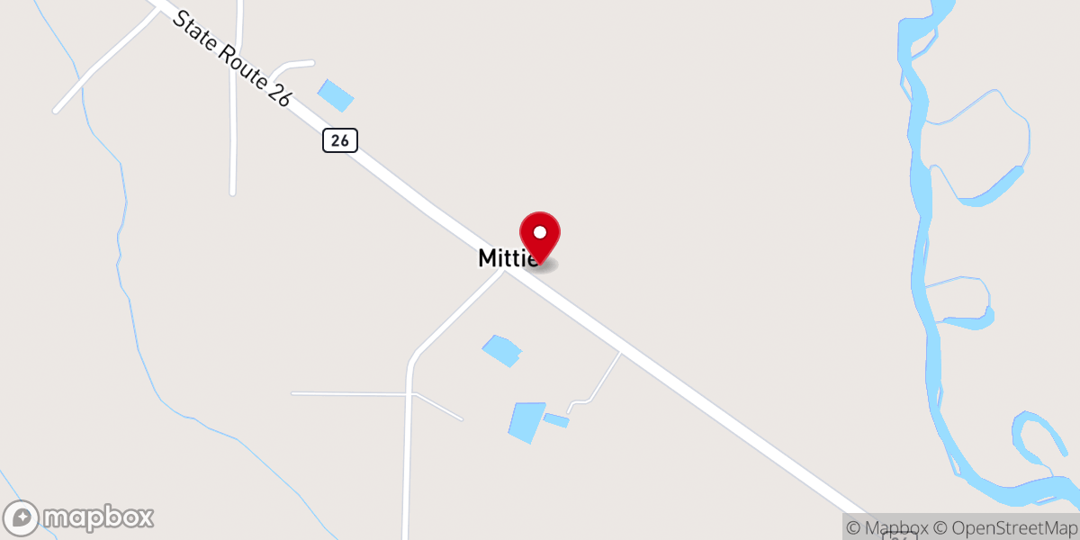 Map showing location of Mittie Post Office