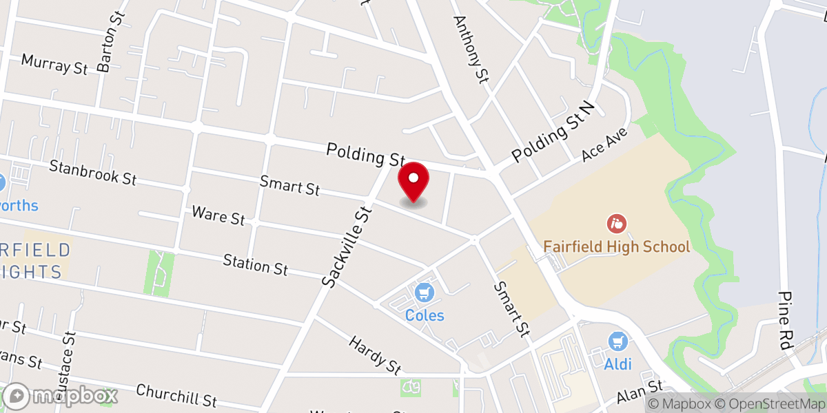 Map showing location of Fairfield Baptist Church
