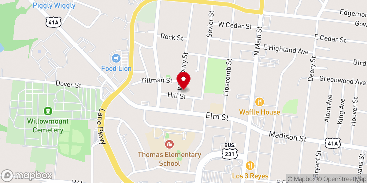 Map showing location of Mt Zion Baptist Church
