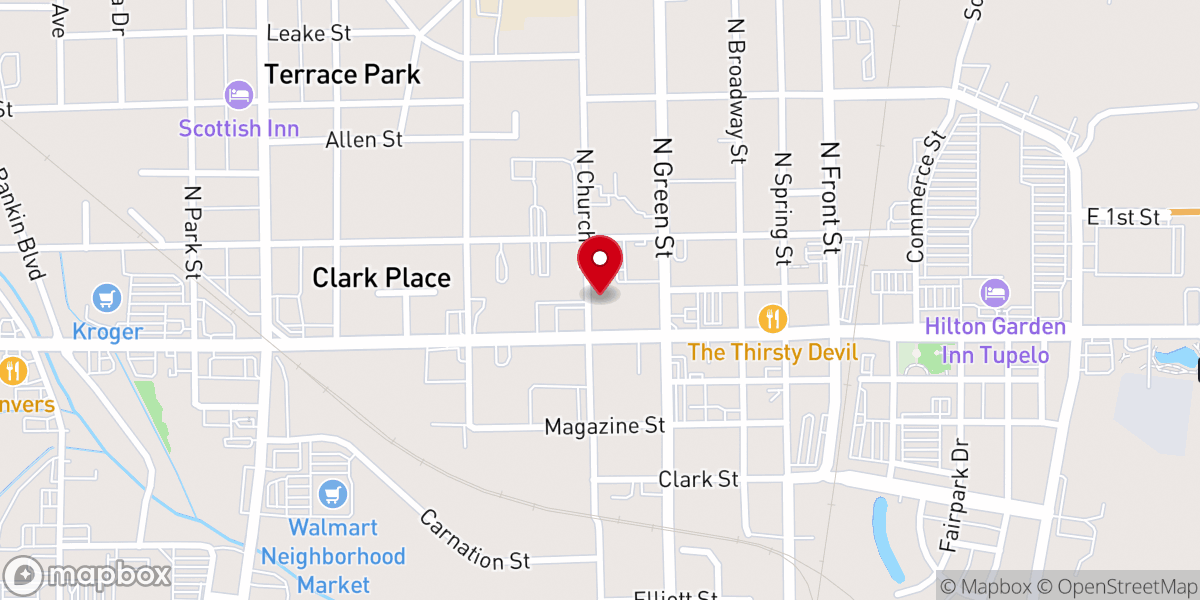 Map showing location of First United Methodist Church