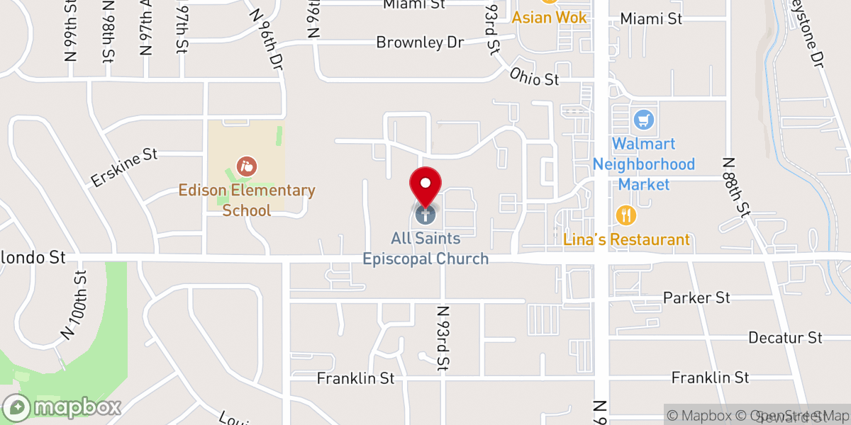 Map showing location of All Saints Episcopal Church