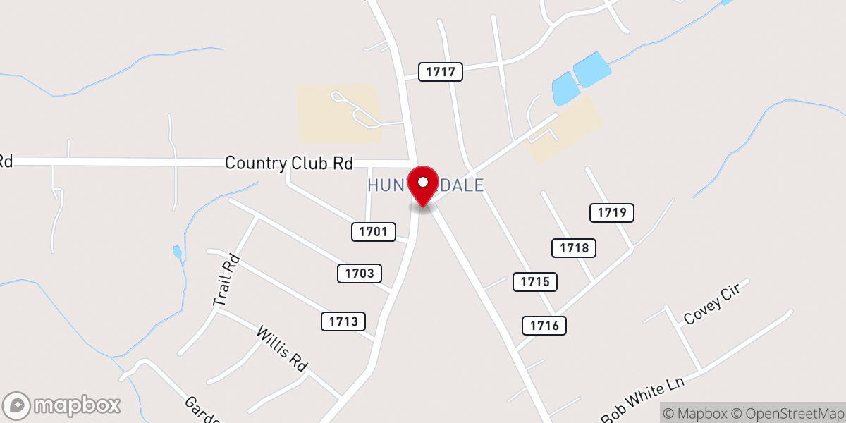 Map showing location of Hunterdale Christian Church