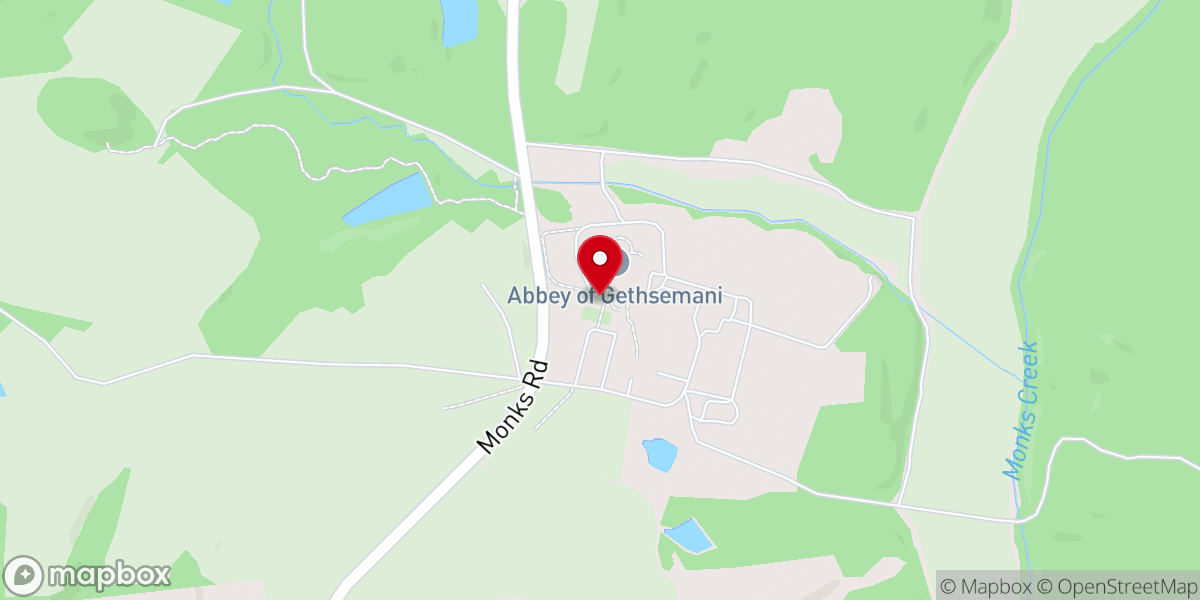 Map showing location of Abbey of Gethsemani