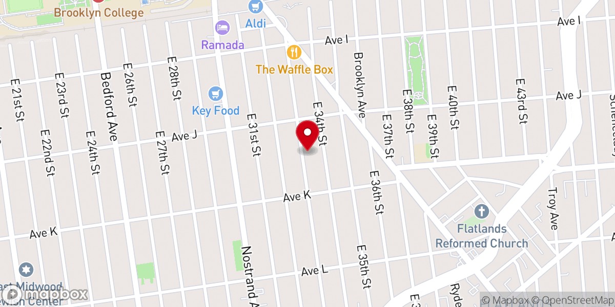 Map showing location of Breslov Flatbush Center