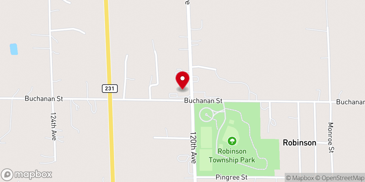 Map showing location of Robinson Baptist Church