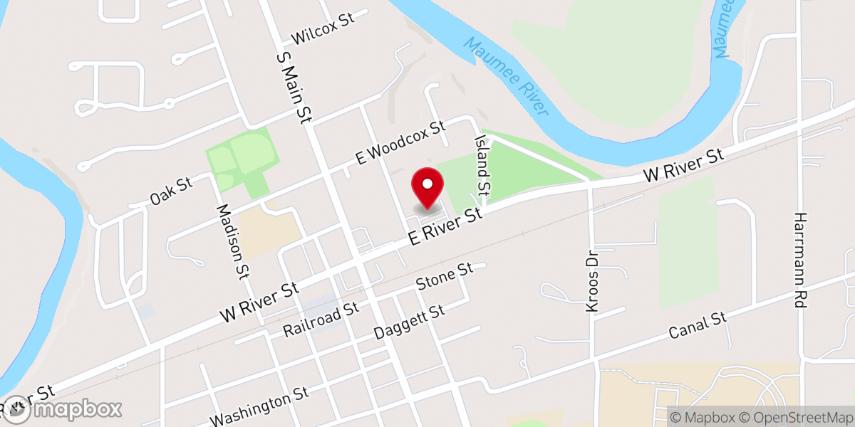 Map showing location of Antwerp Global Methodist Church